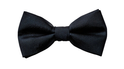A classic black bow tie, elegantly crafted with a smooth texture, perfect for formal occasions., transparent png, cutout
