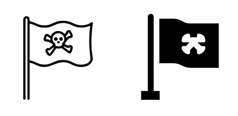 Pirate Flag Icon Illustration Skull Crossbones Nautical Adventure Symbol