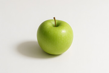 Granny Smith Apple: A single, vibrant Granny Smith apple sits with its shadow, showcasing its smooth skin and fresh stem, ripe with juicy potential.
