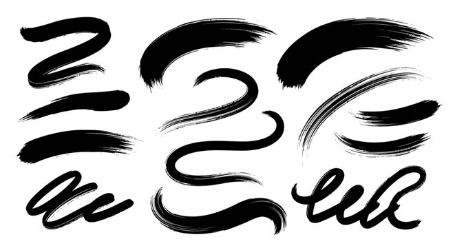 Dynamic black brush strokes add artistic flair and modern design elements to any creative project instantly