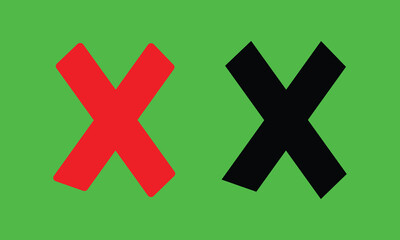 Yes and no signs with red cross and green check mark vector illustration