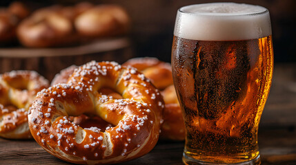 Oktoberfest festival scene with beer mugs created with AI