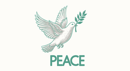 Symbol of hope and tranquility a white dove carries an olive branch bringing peace and calm to the world © Avoxel