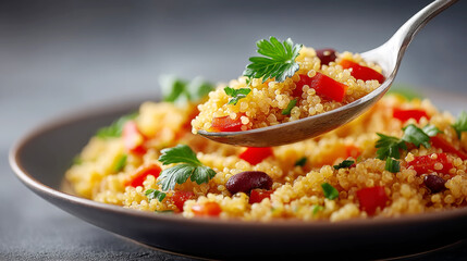 Delicious quinoa salad with vegetables celebrating world vegetarian day