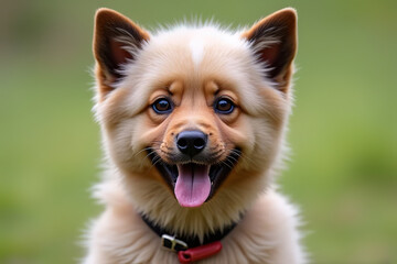 Portrait of a stray dog walking on a lawn.created with the help of artificial intelligence.