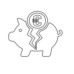 Piggy bank vector illustration with skull icon on white background