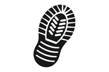 Black Shoe Sole Impression with Grooves and Tread Marks, Isolated Graphic Design Element