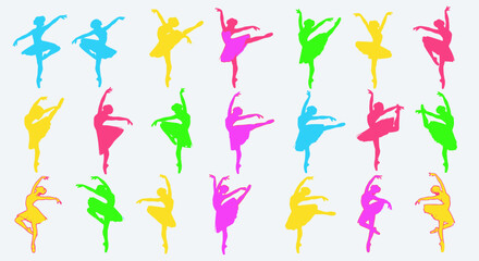 Vibrant ballerinas in graceful poses, a dynamic display of ballet artistry and movement © Avoxel