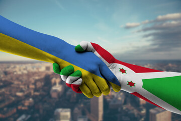 Shaking hands Ukraine and Burundi