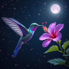 fairy flying in the night HD 8K wallpaper Stock Photographic Image