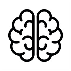 Brain silhouette vector icon representing mind, intelligence, thinking, learning, and knowledge in modern flat design