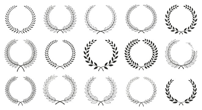 Elegant laurel wreaths symbolize achievement victory success and honor creating a classic award design