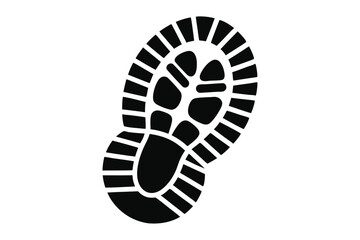 Stylized Black Shoe Print with Grooved Sole Pattern for Graphic Design Projects