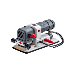 Fototapeta premium A belt sander with variable speed control, efficient for smoothing large wooden surfaces, highlighted on a white background