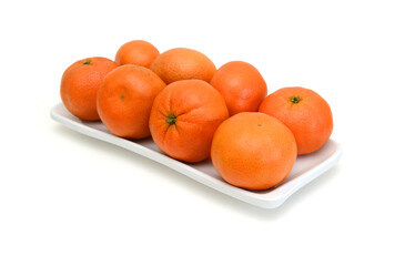 Ripe mandarin citrus isolated tangerine mandarine orange on white background. 