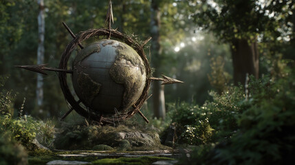 The globe is actually a giant natural compass as the only reference point for criticism of anthropocentrism and the triumph of environmental ethics.