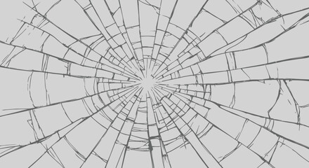 Dramatic shattered glass effect with radiating cracks and bright center light