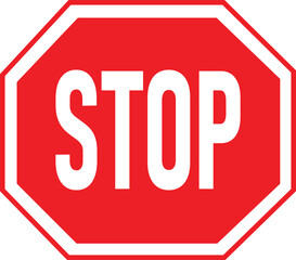 Stop sign isolated on white background for traffic safety