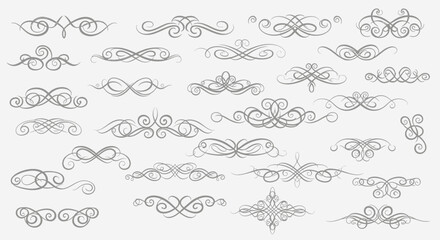 Collection of decorative swirls and flourishes in a variety of shapes and sizes.