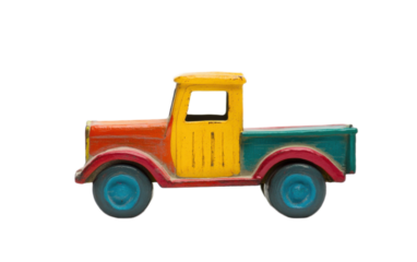 Colorful toy truck on white background,png