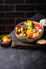 Vegan healthy poke bowl with tofu