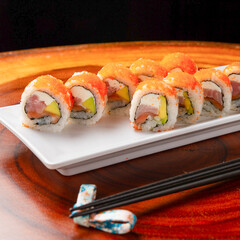 sushi, Chinese and Japan food. Fish