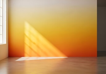 Empty room with ombre wall and sunlight