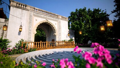 Obraz premium Ornate archway entrance with spiral fountain