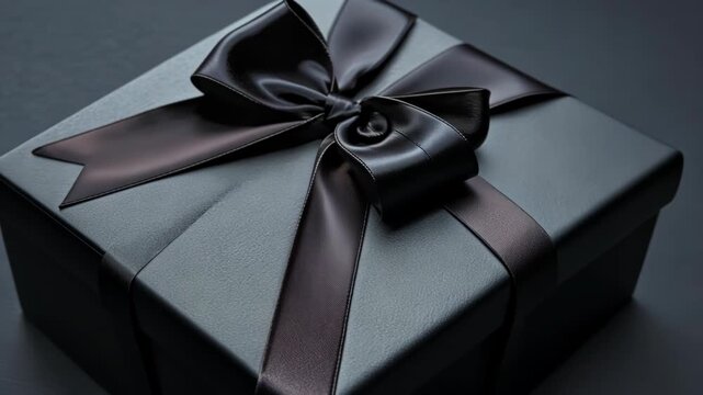 Black Gift Box with Brown Ribbon