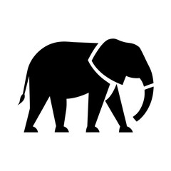 Minimal hand cut elephant walking silhouette clean wildlife animal vector with white background