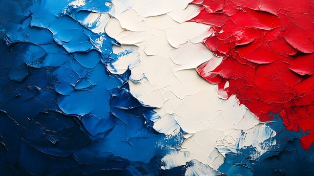 Textured impressionistic painting of french flag colors