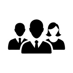 Silhouette of business team group clear and minimal corporate people icon with white background