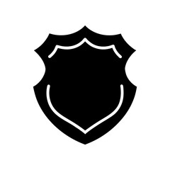 Silhouette of classic police badge shield icon security protection law enforcement with white background