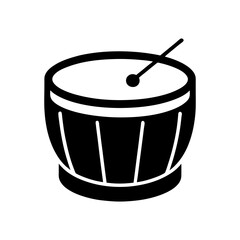 Minimal silhouette of drum single percussion instrument vector illustration on white background
