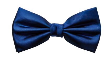 Elegant blue bow tie with a smooth satin finish, perfect for formal occasions., transparent png, cutout