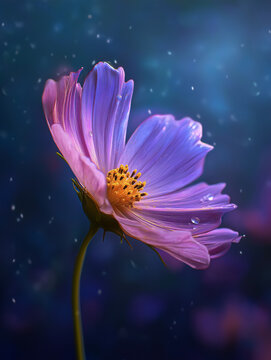 Vibrant Pink And Purple Flower Blossom In Dreamy Blue Background