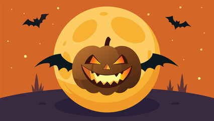Fototapeta premium A cheerful and vibrant illustration featuring a classic jack o lantern with a friendly carved face perfect for halloween celebrations