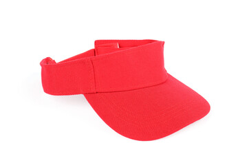 One red visor cap isolated on white. Mockup for design
