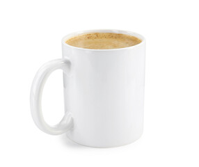 Aromatic coffee in cup isolated on white. Mockup for design