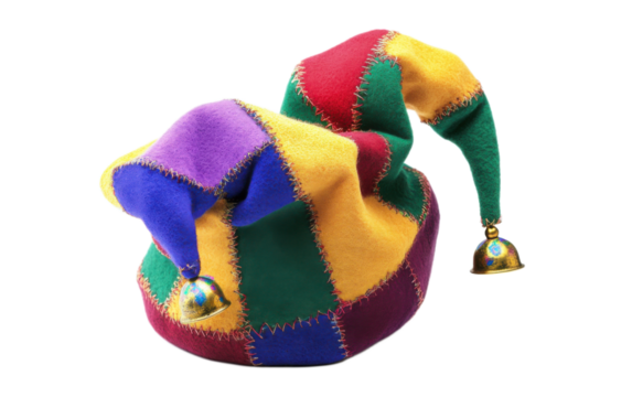 Jester hat on white background,png