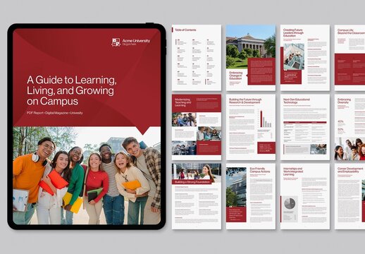 University Digital Brochure Template for Prospectus Layouts & Academic Reports
