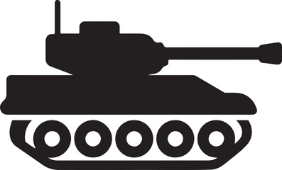 Fototapeta premium Tank silhouette vector for military, defense, combat, and armored vehicle-themed designs.