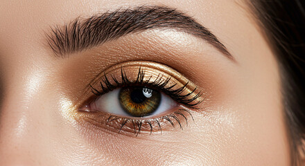 Obraz premium Eye with metallic golden makeup.