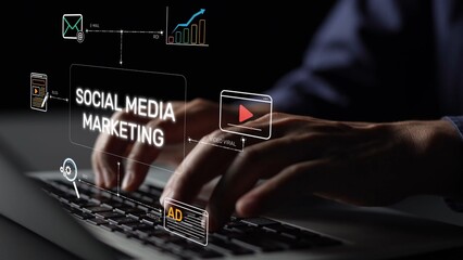 Social media marketing strategy with engagement metrics. Social marketing boosts media visibility....