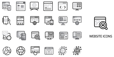 Website simple concept 24 Grew color icons set .Vector illustration.