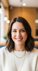 Smiling woman in cafe