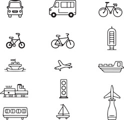 Travel Icon Set | Minimal Vacation, Tourism, and Adventure Vector Symbols