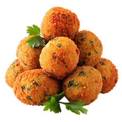 Delicious Fried Arancini Balls Stacked on a Black Background for a Tasty Meal