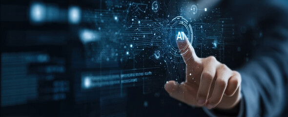 Data Analytics & AI Technology: Global Internet Network Connection with Cloud Server and Data Center