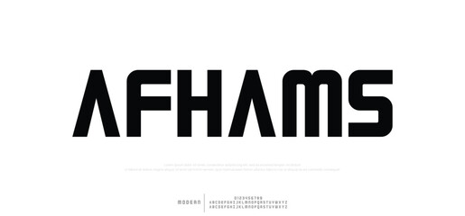 Afhams minimal creative tech logo alphabet fonts. Typography minimalist urban sans serif digital fashion future creative logos fonts. vector illustration